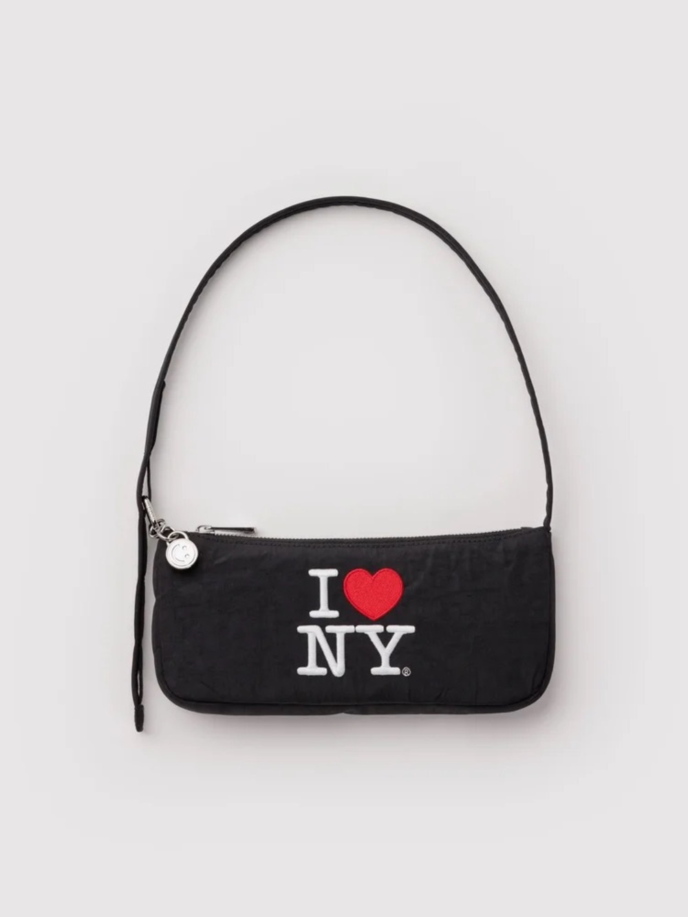 BAGGU Black Shoulder Bag with Red Heart Logo